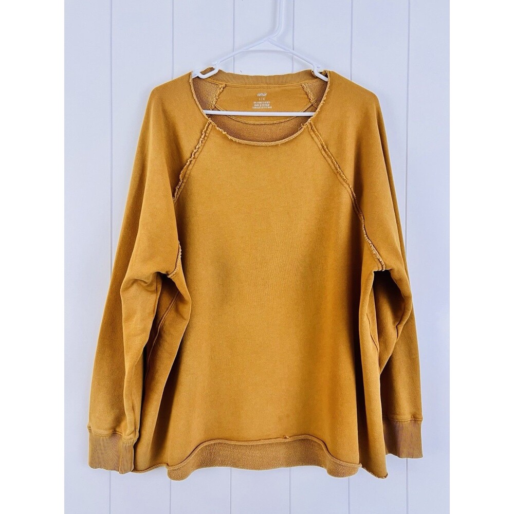 Aerie Burnt Yellow Super Soft Oversize Cozy Sweater Streetwear Womens Large
